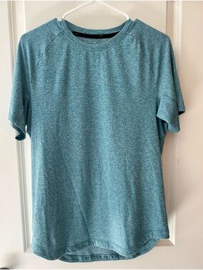 lululemon athletica License to Train Teal Heather Short-Sleeve Shirt - Medium
